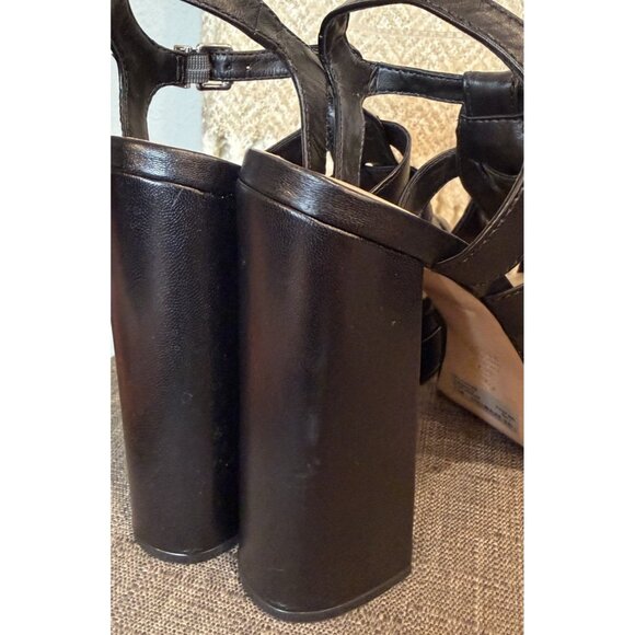 SCHUTZ 7.5 DARYL PLATFORM Deluxe Napa Black Caged Pointed Toe Heel Sandal - Picture 10 of 12